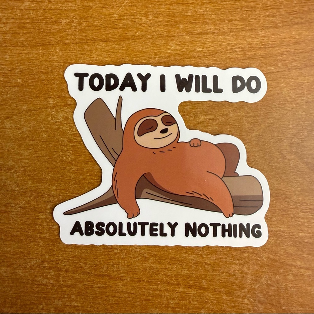 Lazy Sloth Sticker - Brown‎